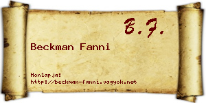 Beckman Fanni névjegykártya